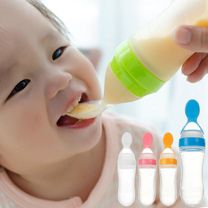 Baby Spoon Feeder Bottle – 90ml Silicone Feeding Bottle with Soft Spoon for Infants & Toddlers