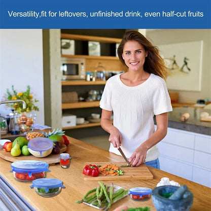 6-Piece Reusable Silicone Stretch Lids – Universal Food Storage Covers for Bowls, Cups & Containers
