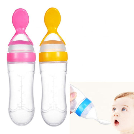 Baby Spoon Feeder Bottle – 90ml Silicone Feeding Bottle with Soft Spoon for Infants & Toddlers