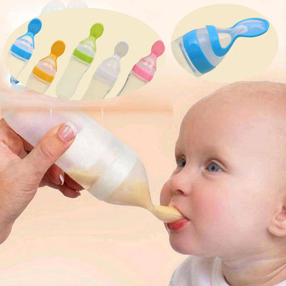 Baby Spoon Feeder Bottle – 90ml Silicone Feeding Bottle with Soft Spoon for Infants & Toddlers
