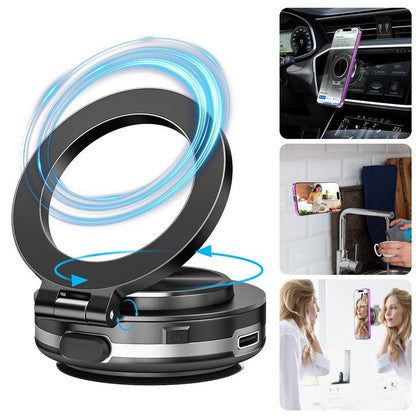 360° Rotating Magnetic Phone Holder with Vacuum Suction – Universal Car & Desk Mount