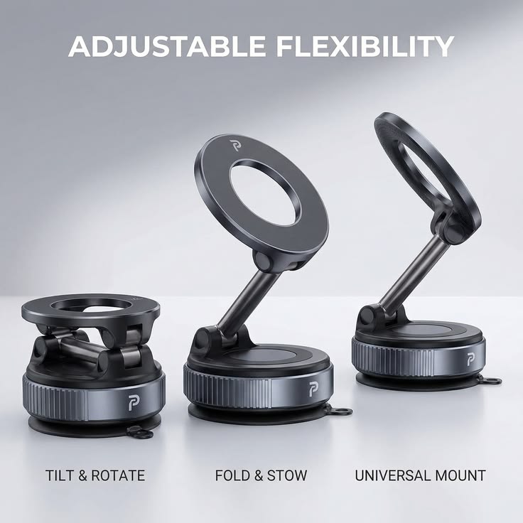 360° Rotating Magnetic Phone Holder with Vacuum Suction – Universal Car & Desk Mount