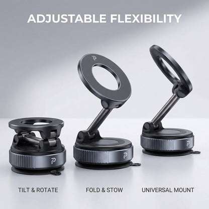 360° Rotating Magnetic Phone Holder with Vacuum Suction – Universal Car & Desk Mount