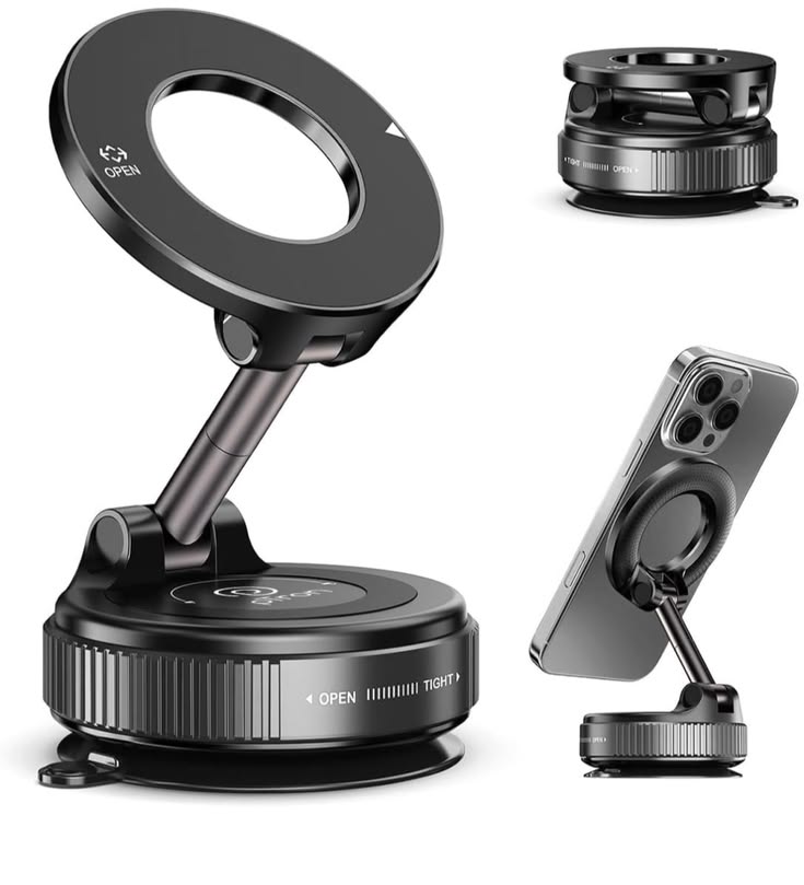 360° Rotating Magnetic Phone Holder with Vacuum Suction – Universal Car & Desk Mount