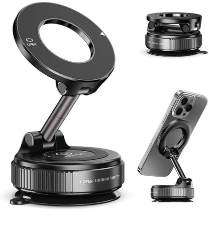 360° Rotating Magnetic Phone Holder with Vacuum Suction – Universal Car & Desk Mount