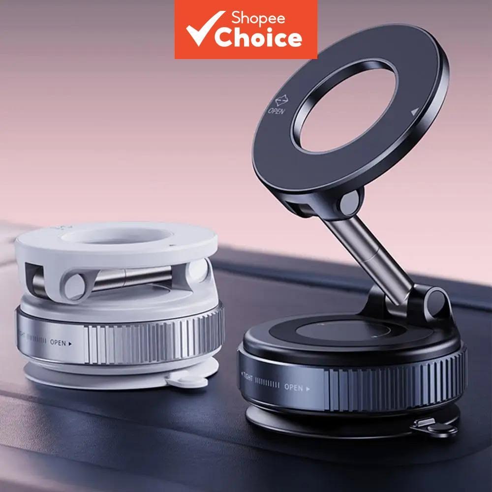 360° Rotating Magnetic Phone Holder with Vacuum Suction – Universal Car & Desk Mount