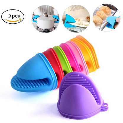 Silicone Heat Resistant Pot Holder Clips – Non-Slip Oven Mitt Grips for Cooking & Baking (Pair)