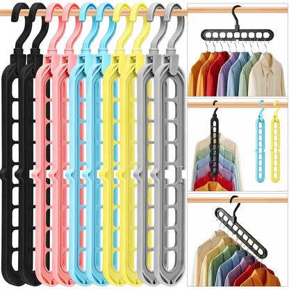 Magic Hangers Space Saving Closet Organizer – 9-Hole Multipurpose Clothes Hangers (Pack of 5)
