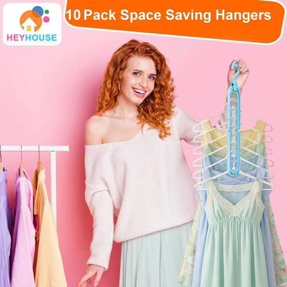 Magic Hangers Space Saving Closet Organizer – 9-Hole Multipurpose Clothes Hangers (Pack of 5)