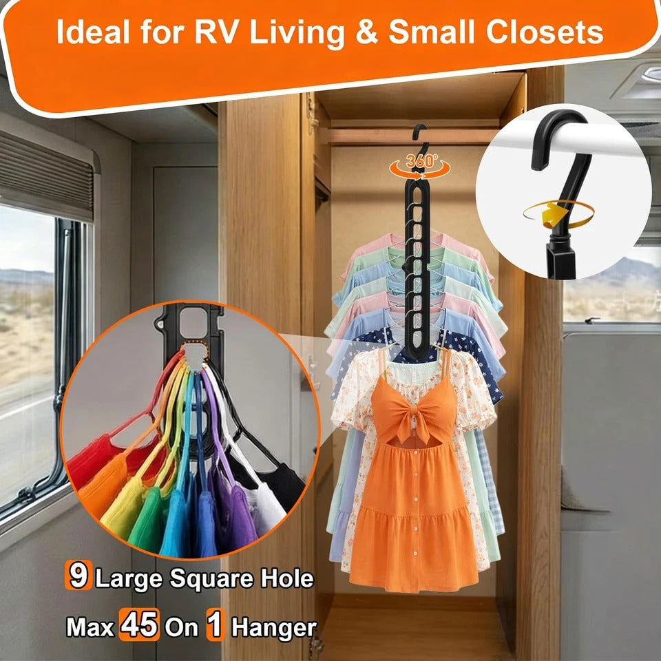 Magic Hangers Space Saving Closet Organizer – 9-Hole Multipurpose Clothes Hangers (Pack of 5)