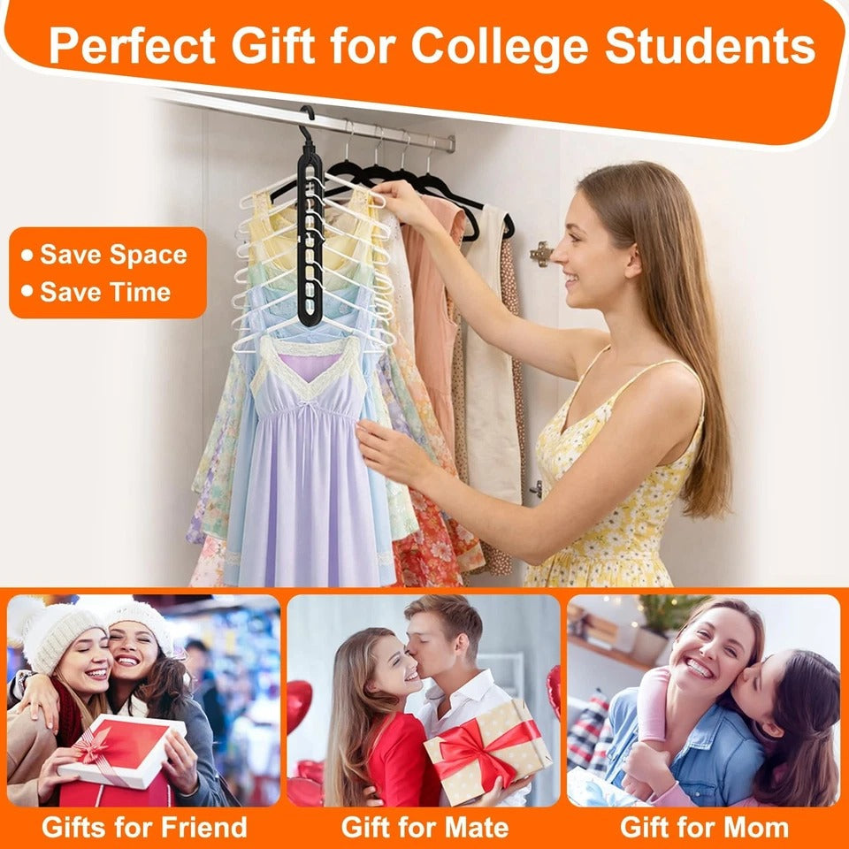 Magic Hangers Space Saving Closet Organizer – 9-Hole Multipurpose Clothes Hangers (Pack of 5)