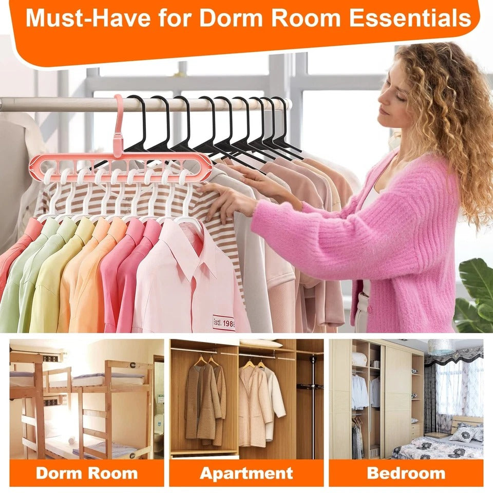 Magic Hangers Space Saving Closet Organizer – 9-Hole Multipurpose Clothes Hangers (Pack of 5)