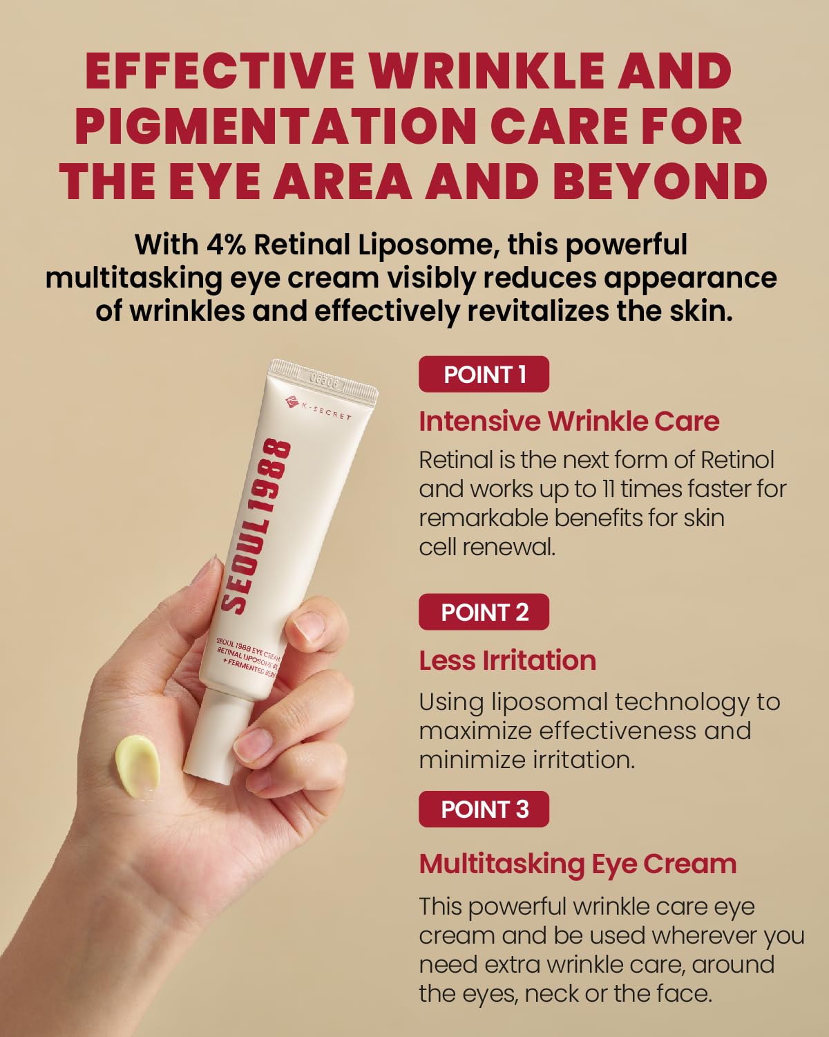 KSECRET | SEOUL 1988 Eye Cream : Retinal Liposome 4% + Fermented Bean 30ml